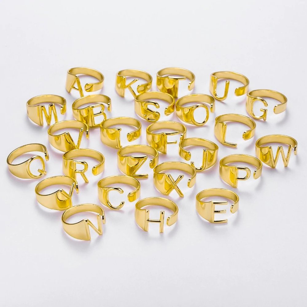 Chunky Wide Hollow L Letter Initial Gold Ring - Picture 3 of 3